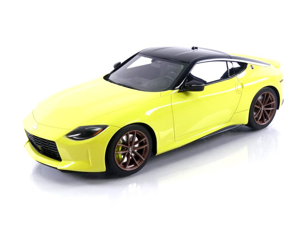 2023 Nissan Z Proto Spec Ikazuchi Yellow with Black Top 1/18 Model Car by Top Speed