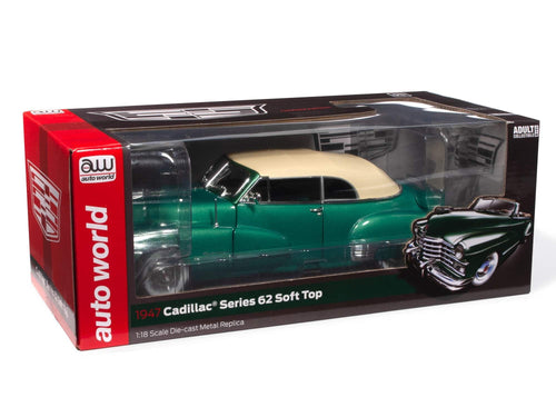 1947 Cadillac Series 62 Soft Top Ardsley Green Metallic with Tan Soft Top 1/18 Diecast Model Car by Auto World