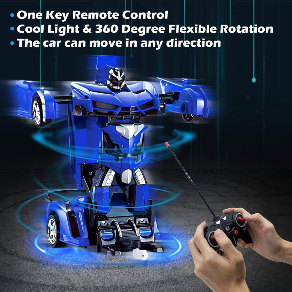 Remote Control Transform Car Robot Toy 2.4Ghz 1:18 Rechargeable 360°Rotating Stunt Race Car Toys