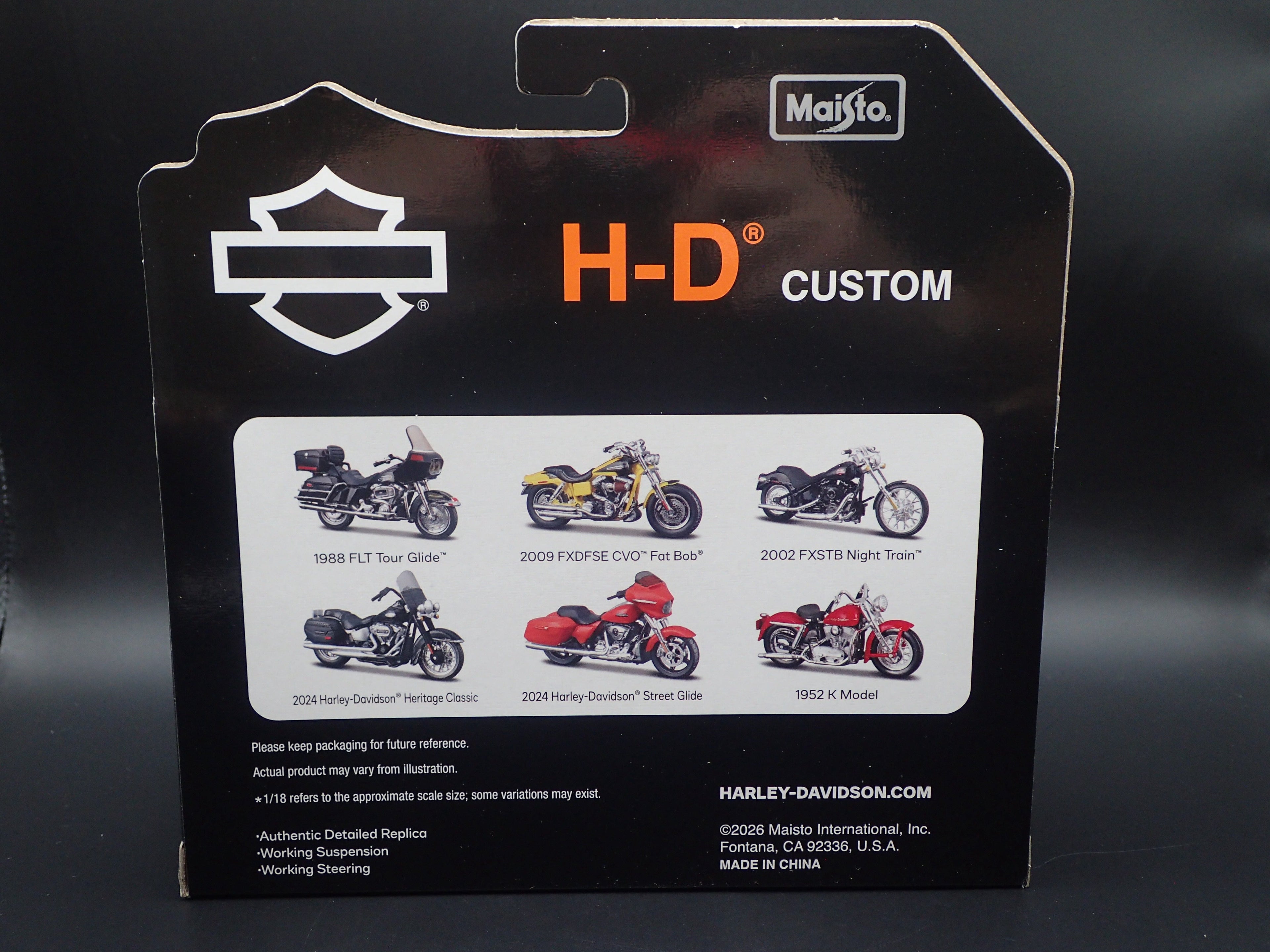 2002 02 FXSTB NIGHT TRAIN HARLEY DAVIDSON MOTORCYCLE MAISTO SERIES 45 1:18 MODEL