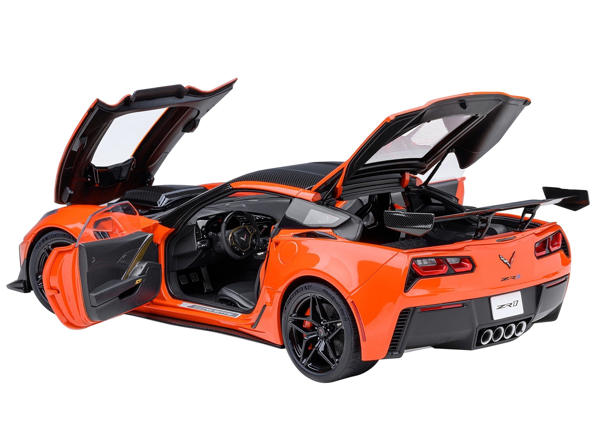 2019 Chevrolet Corvette C7 ZR1 Sebring Orange Tintcoat with Carbon Top 1/18 Model Car by Autoart