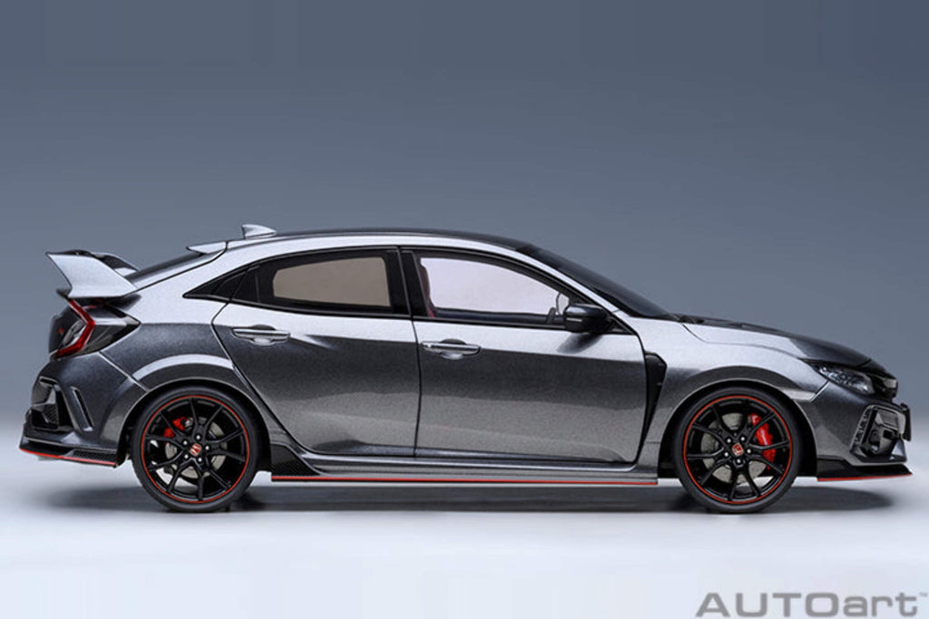 2021 Honda Civic Type R (FK8) RHD (Right Hand Drive) Polished Metal Gray Metallic 1/18 Model Car by Autoart