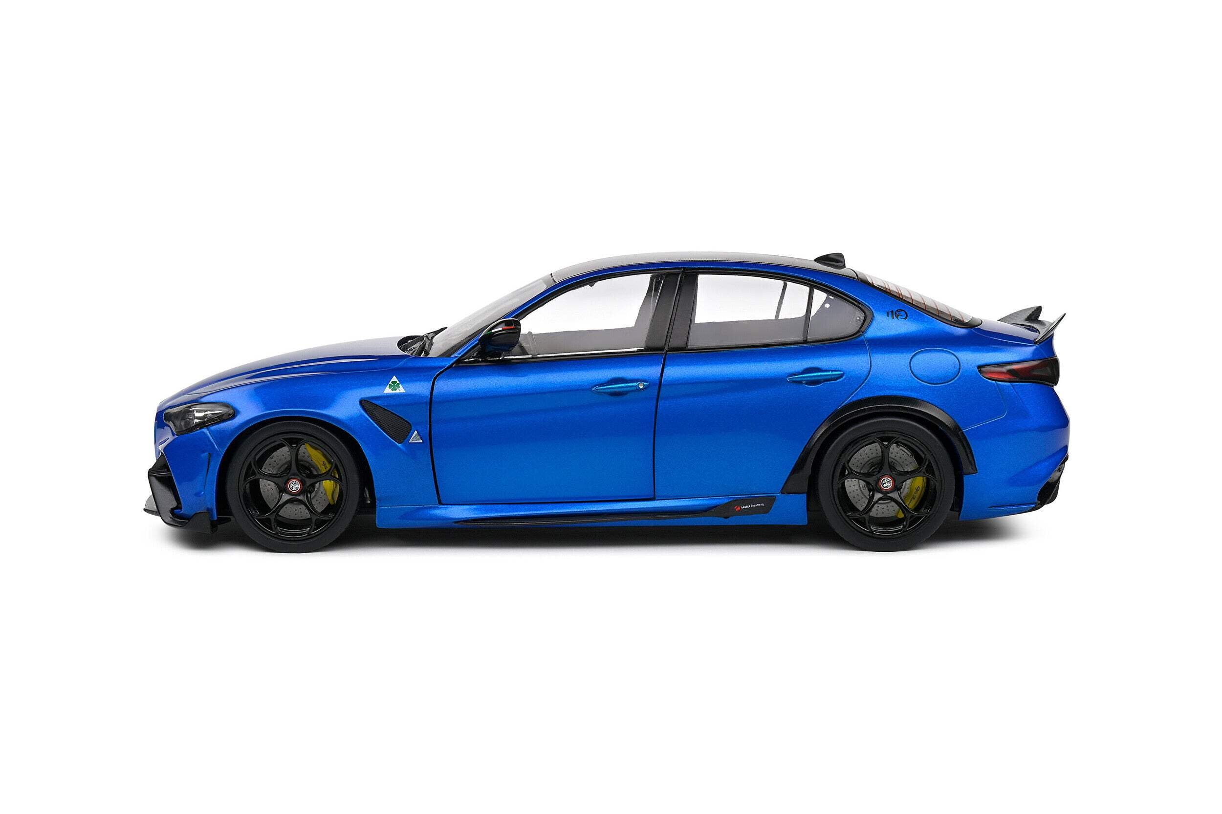 2022 Alfa Romeo Giulia GTA Anodized Blue Metallic with Carbon Top 1/18 Diecast Model Car by Solido