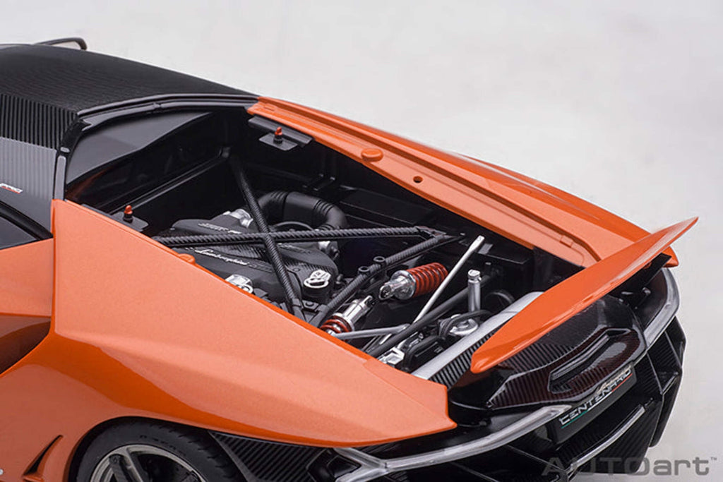 Lamborghini Centenario Arancio Argos / Pearl Orange with Carbon Top 1/18 Model Car by Autoart