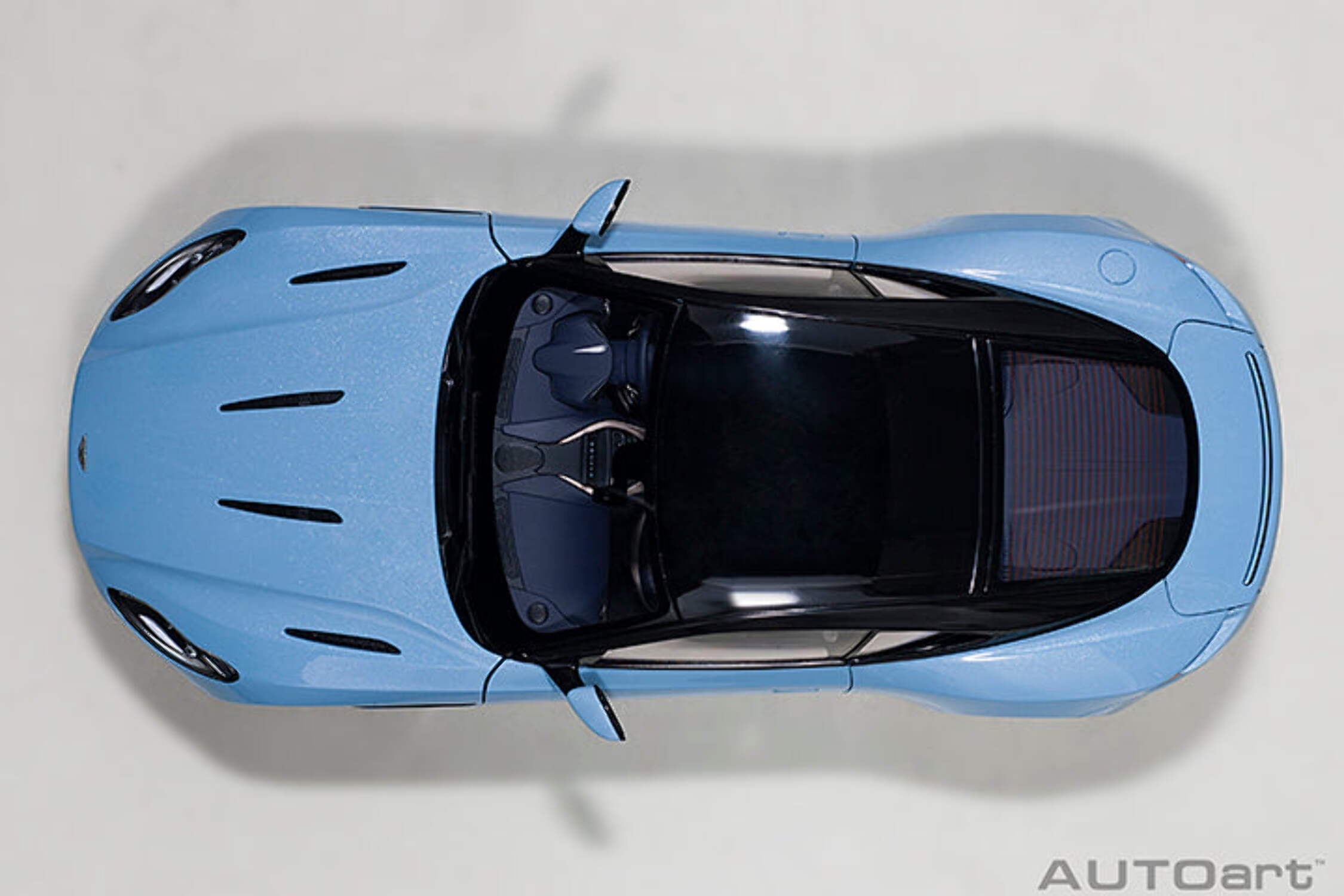 Aston Martin DB11 Q Frosted Glas Blue with Black Top 1/18 Model Car by Autoart