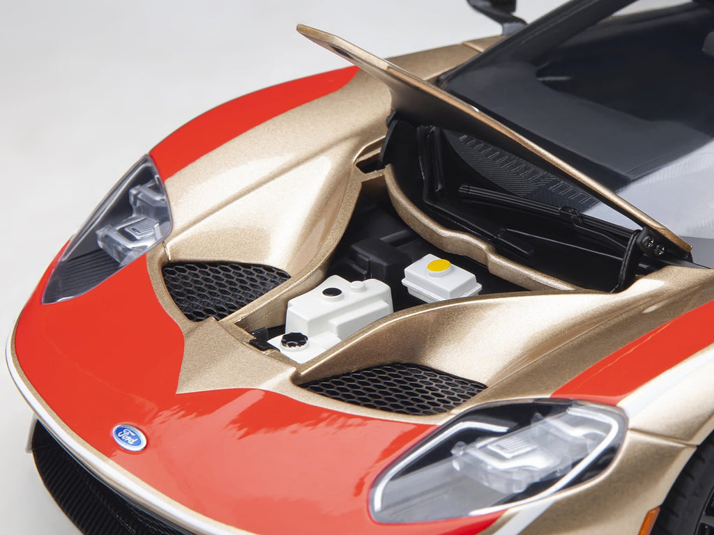 Ford GT Heritage Edition #5 "Holman Moody" Gold Metallic with Red and White Graphics 1/18 Model Car by Autoart