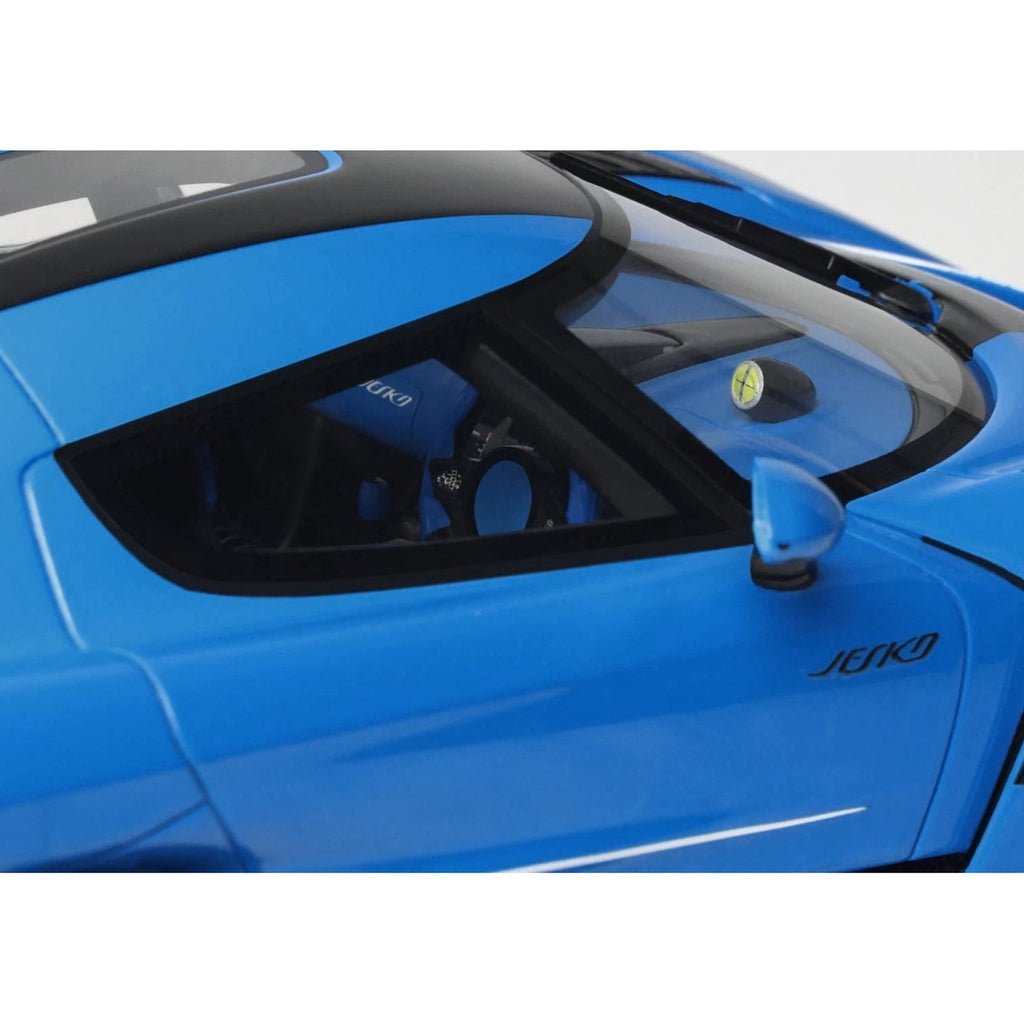 2025 Koenigsegg Jesko Blue Metallic with Black Stripes 1/18 Model Car by GT Spirit