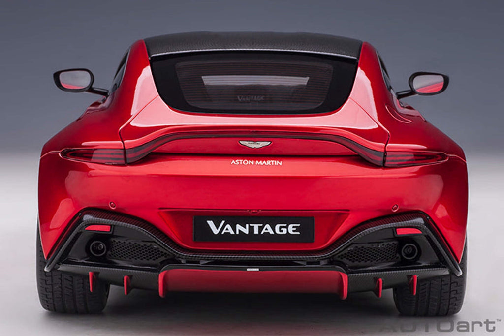 2019 Aston Martin Vantage RHD (Right Hand Drive) Hyper Red Metallic with Carbon Top 1/18 Model Car by Autoart