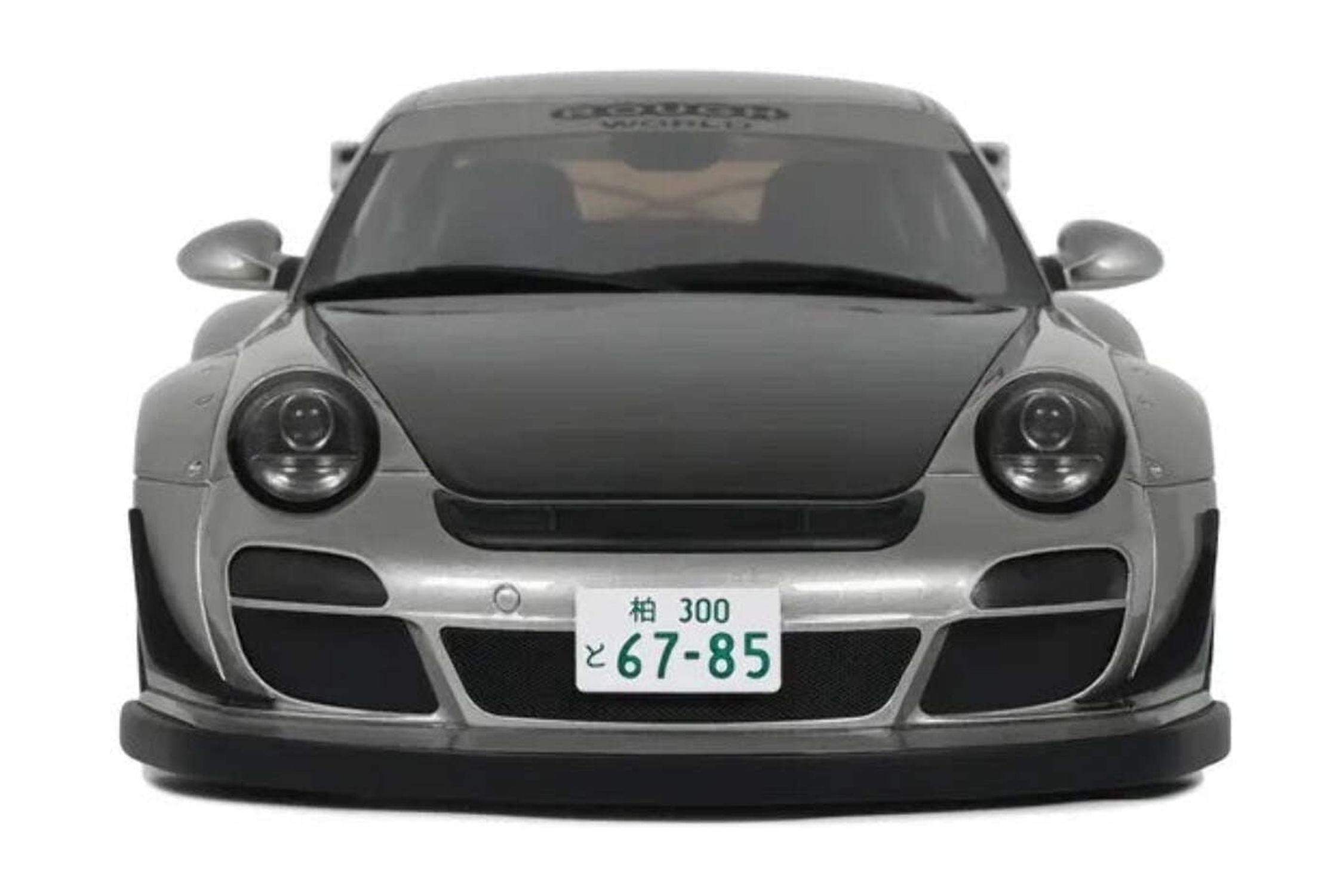 2024 Porsche 911 RWB Abu Silver Metallic with Black Hood 1/18 Model Car by GT Spirit