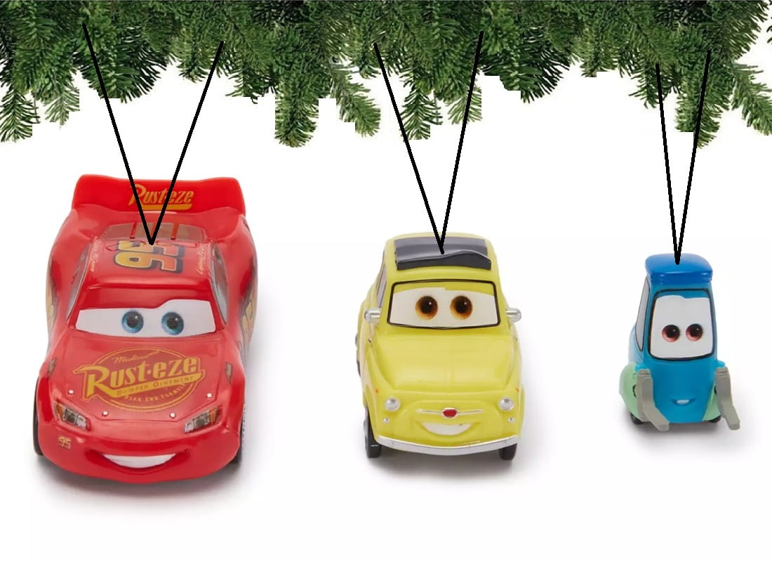 Cars Lightning McQueen, Tow Mater, Sally, Ramone, Red, Sheriff, Doc, Luigi & Guido 9-Piece PVC Ornament Set