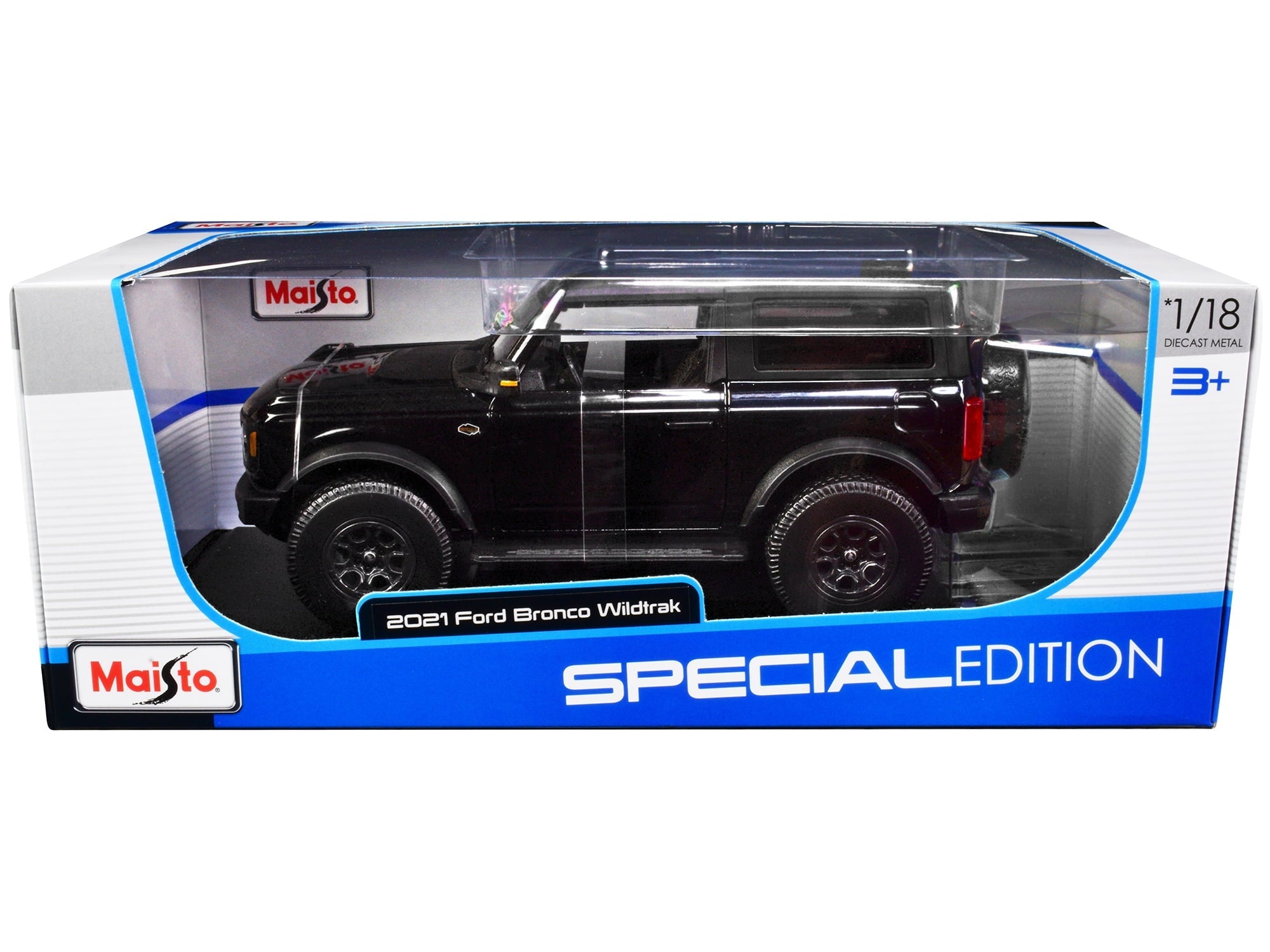 2021 Ford Bronco Wildtrak Black Metallic with Dark Gray Top "Special Edition" 1/18 Diecast Model Car by Maisto