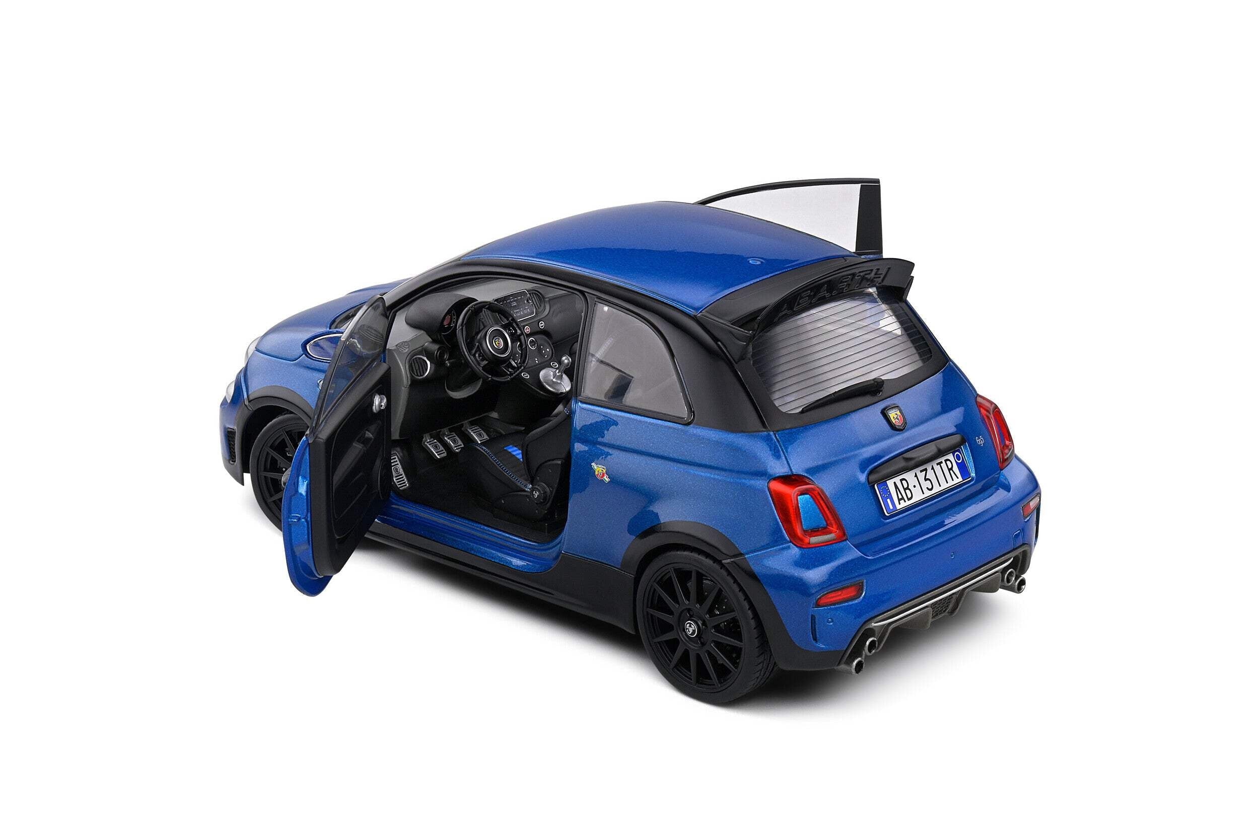2022 Fiat 695 Abarth "Tributo 131 Rally" Podium Blue Metallic with Black Side Stripes 1/18 Diecast Model Car by Solido