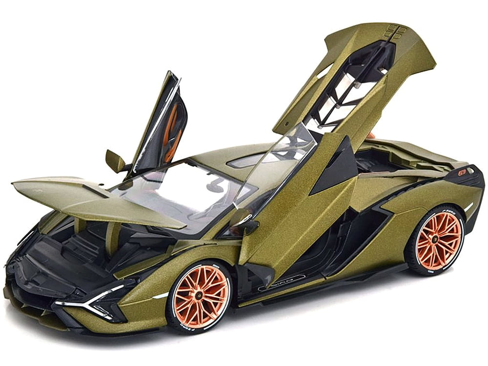 Lamborghini Sian FKP 37 Matt Green Metallic with Copper Wheels 1/18 Diecast Model Car by Bburago