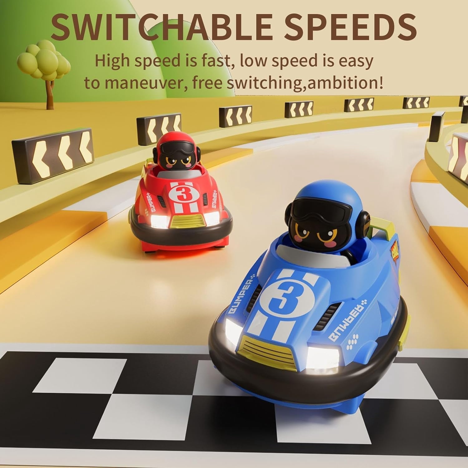 Remote Control Bumper Cars for Kids, 2 pack RC Battle Bumpers with Ejecting Figures, Light and Sound, Toys for Boys and Girls Ages 3+