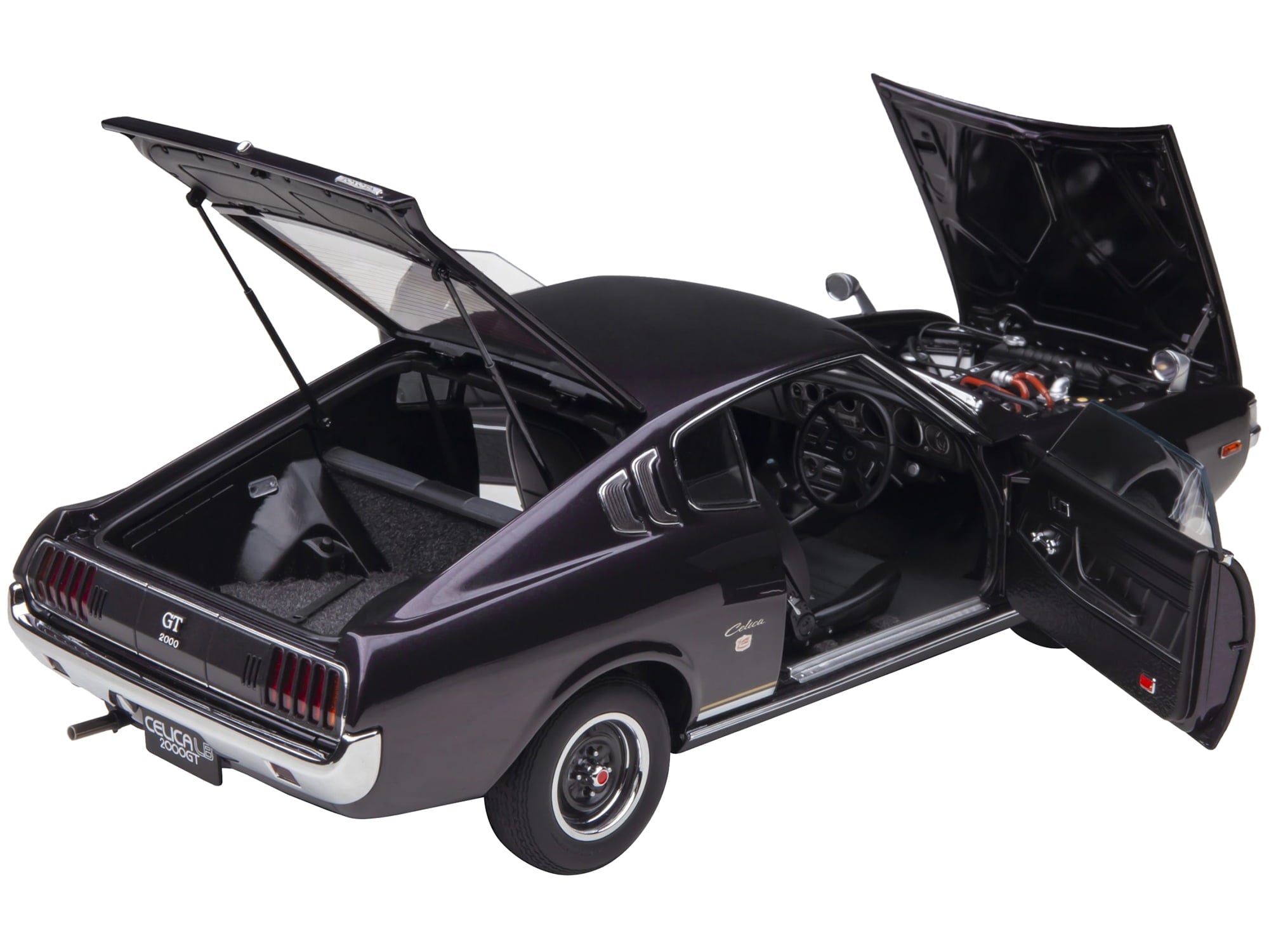 1973 Toyota Celica Liftback 2000GT (RA25) RHD (Right Hand Drive) Dark Purple Metallic 1/18 Model Car by Autoart