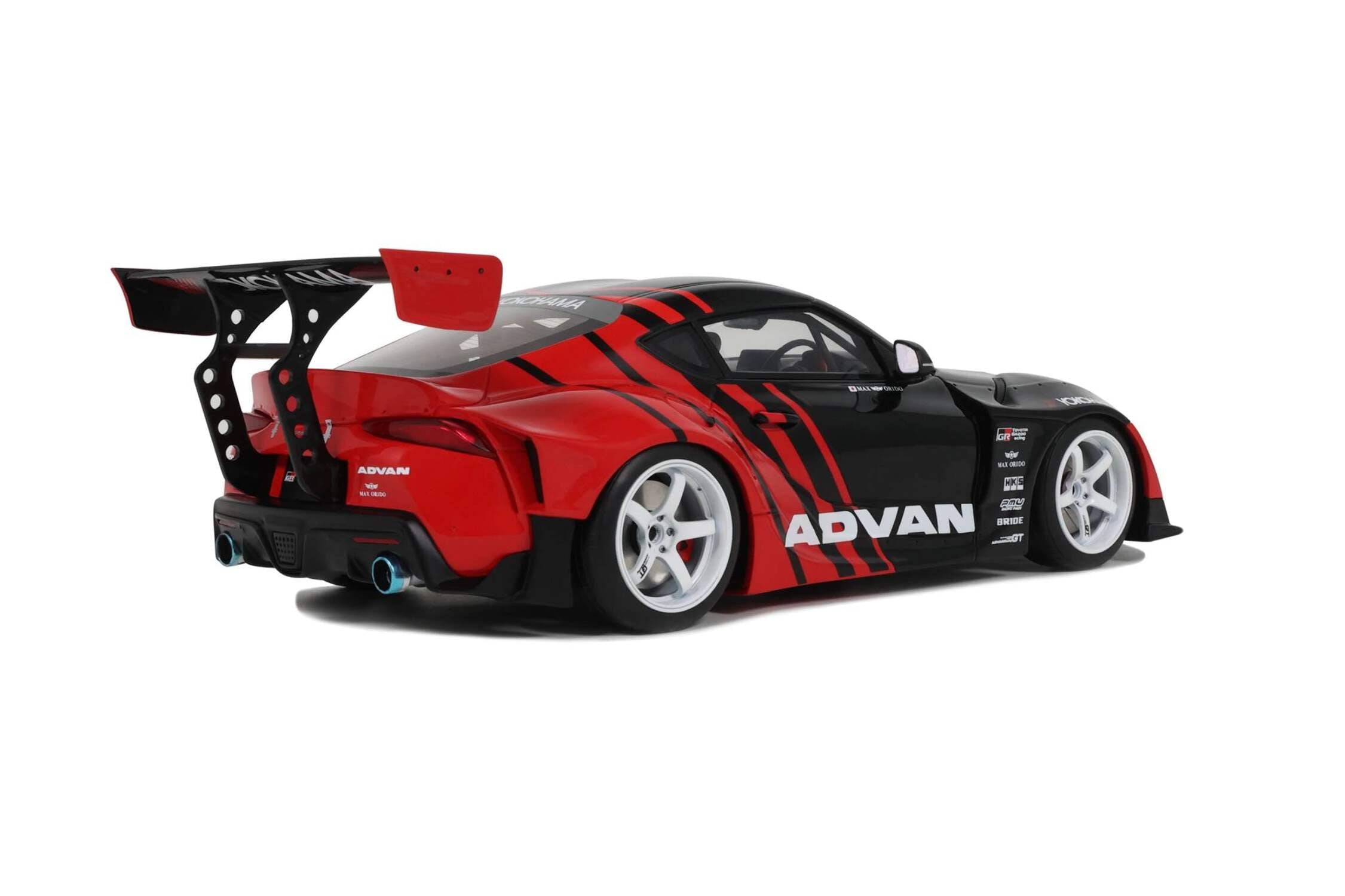 2020 Toyota Supra GR RHD (Right Hand Drive) "Advan" Black and Red 1/18 Model Car by GT Spirit