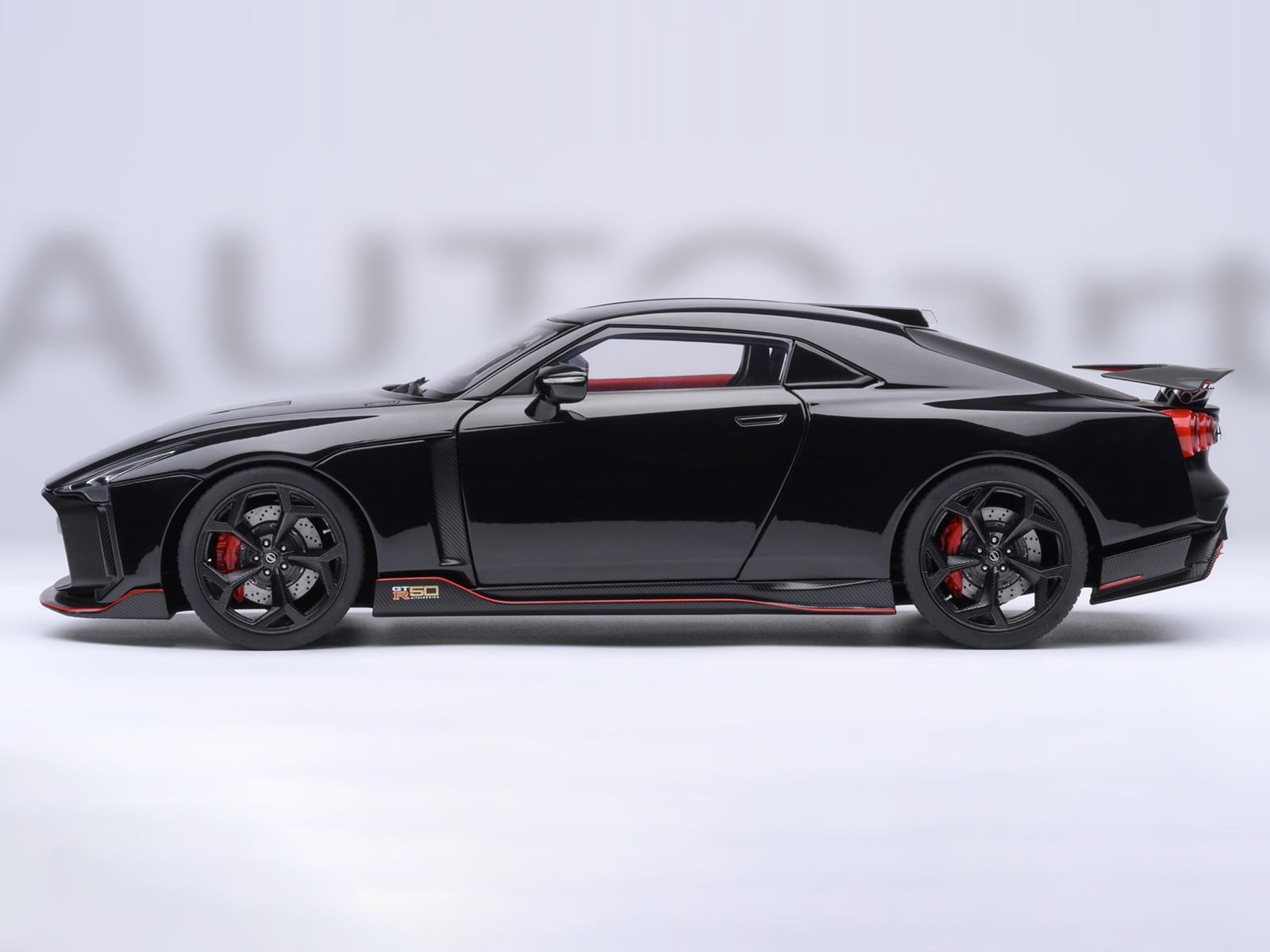 Nissan GT-R50 By ItalDesign Black and Matt Black 1/18 Model Car by Autoart