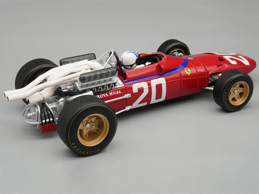 Ferrari 312/67 #20 Chris Amon 3rd Place F1 "Monaco GP" (1967) "Mythos Series" with Figure and Case 1/18 Model Car by Tecnomodel