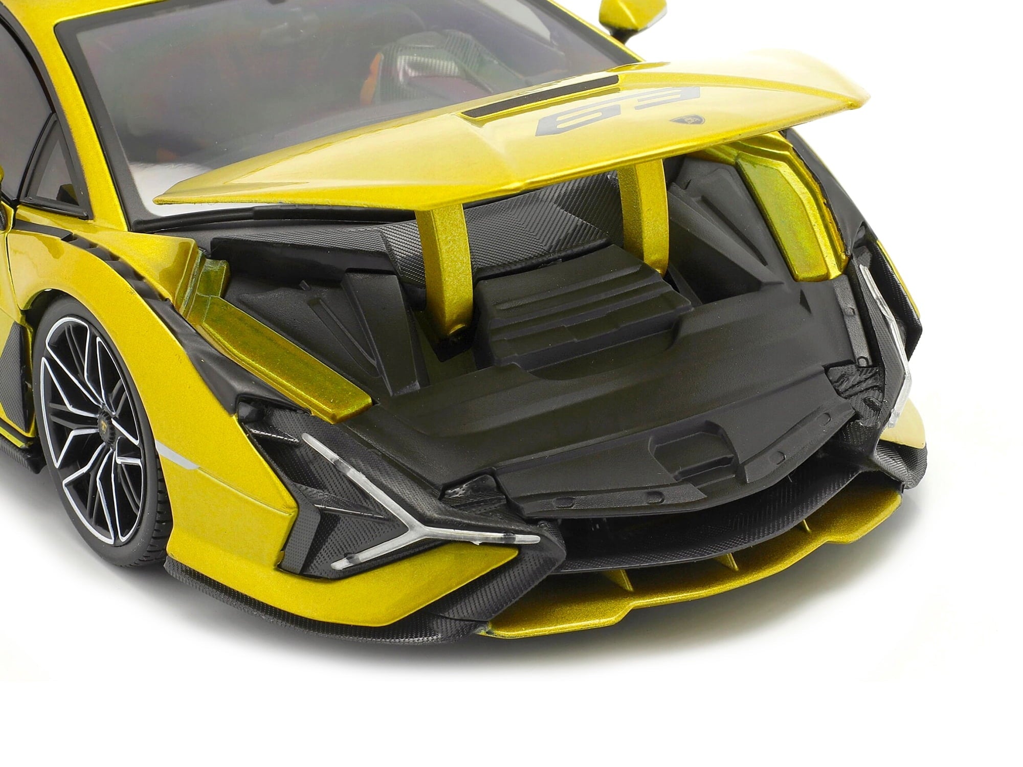 Lamborghini Sian FKP 37 #63 Yellow Metallic and Black 1/18 Diecast Model Car by Bburago