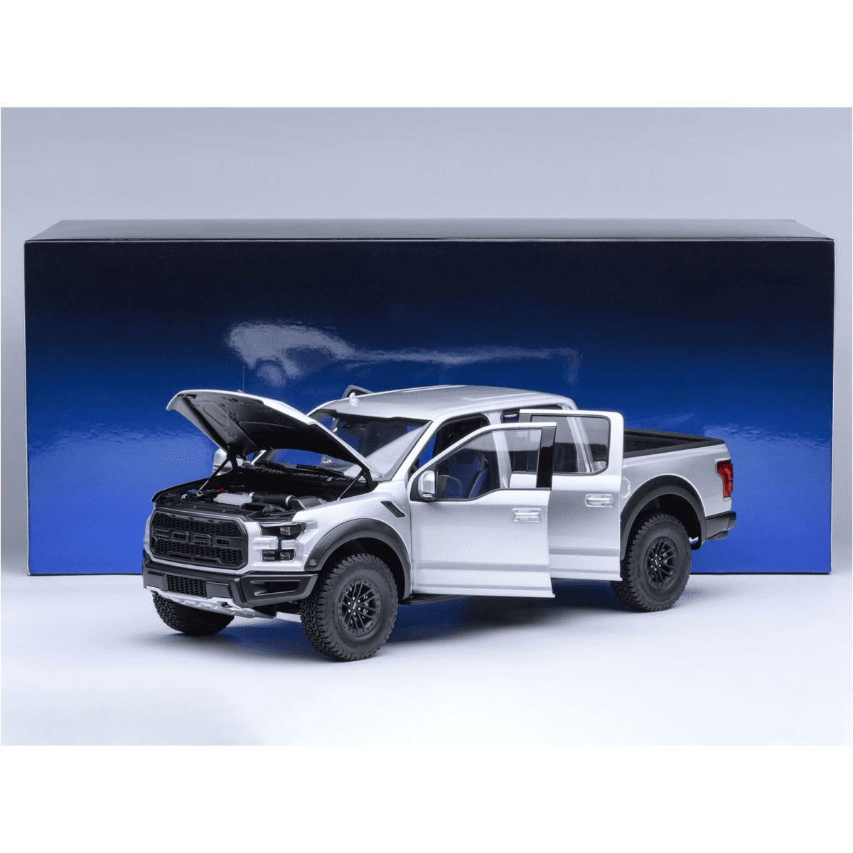 2019 Ford F-150 Raptor Pickup Truck Ingot Silver 1/18 Model Car by Autoart