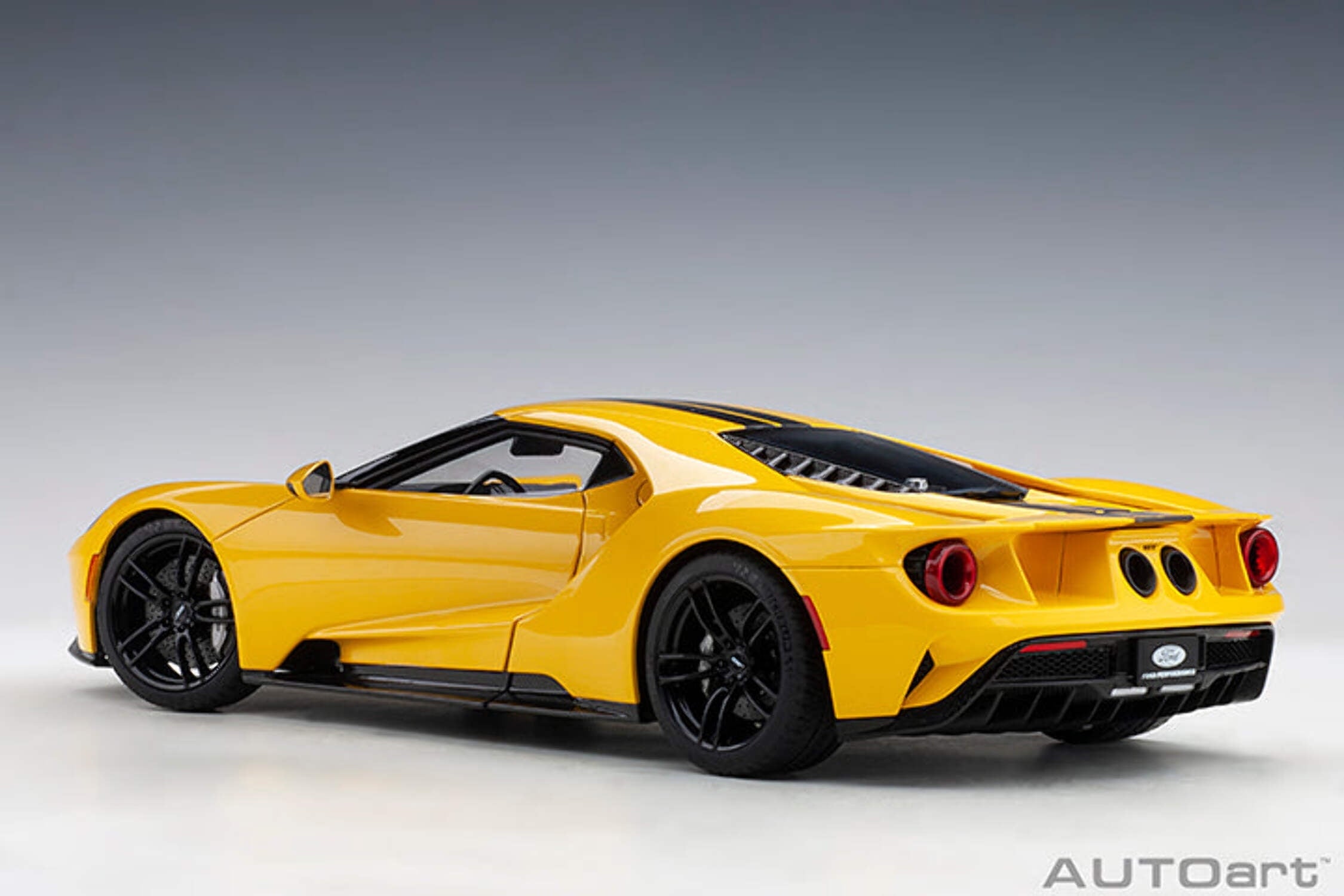 2017 Ford GT Triple Yellow with Black Stripes 1/18 Model Car by Autoart