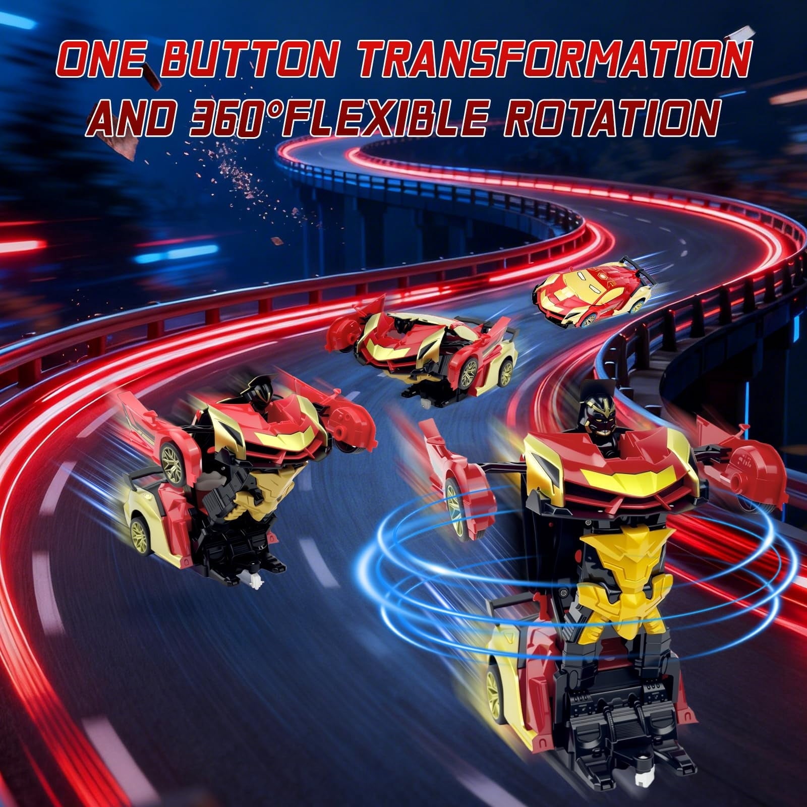 Spider Remote Controls Car, 1:18 Scale Transformer Robot Toy with 2.4GHz One-Button Deformation and 360° Rotation, RC Vehicle Gift for Boys Ages 3-12