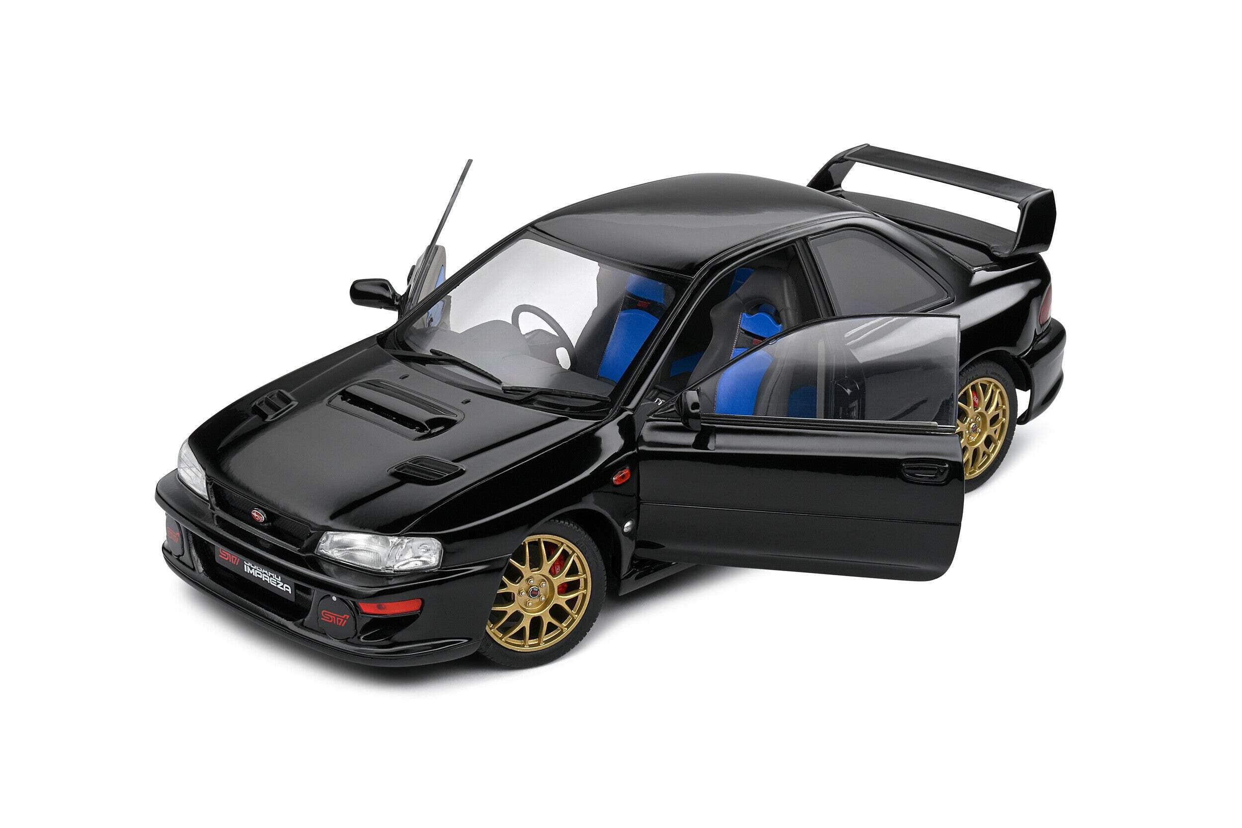 1998 Subaru Impreza 22B RHD (Right Hand Drive) Black with Gold Wheels 1/18 Diecast Model Car by Solido