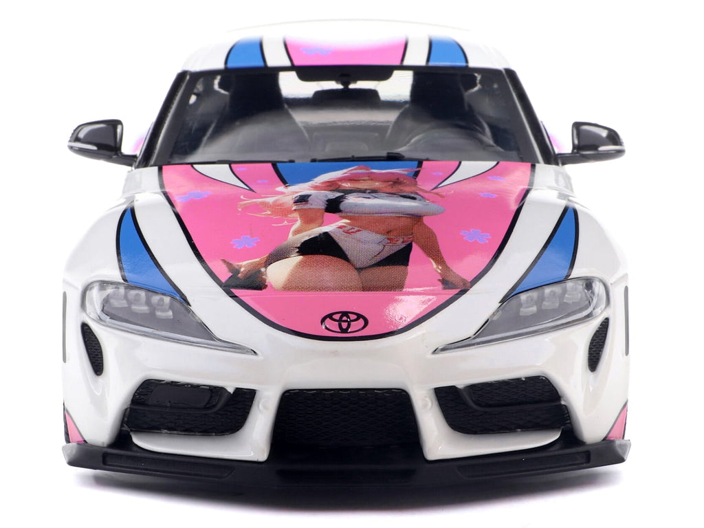 2024 Toyota GR Supra "Itasha" White with Graphics "StreetFighters" 1/18 Diecast Model Car by Solido