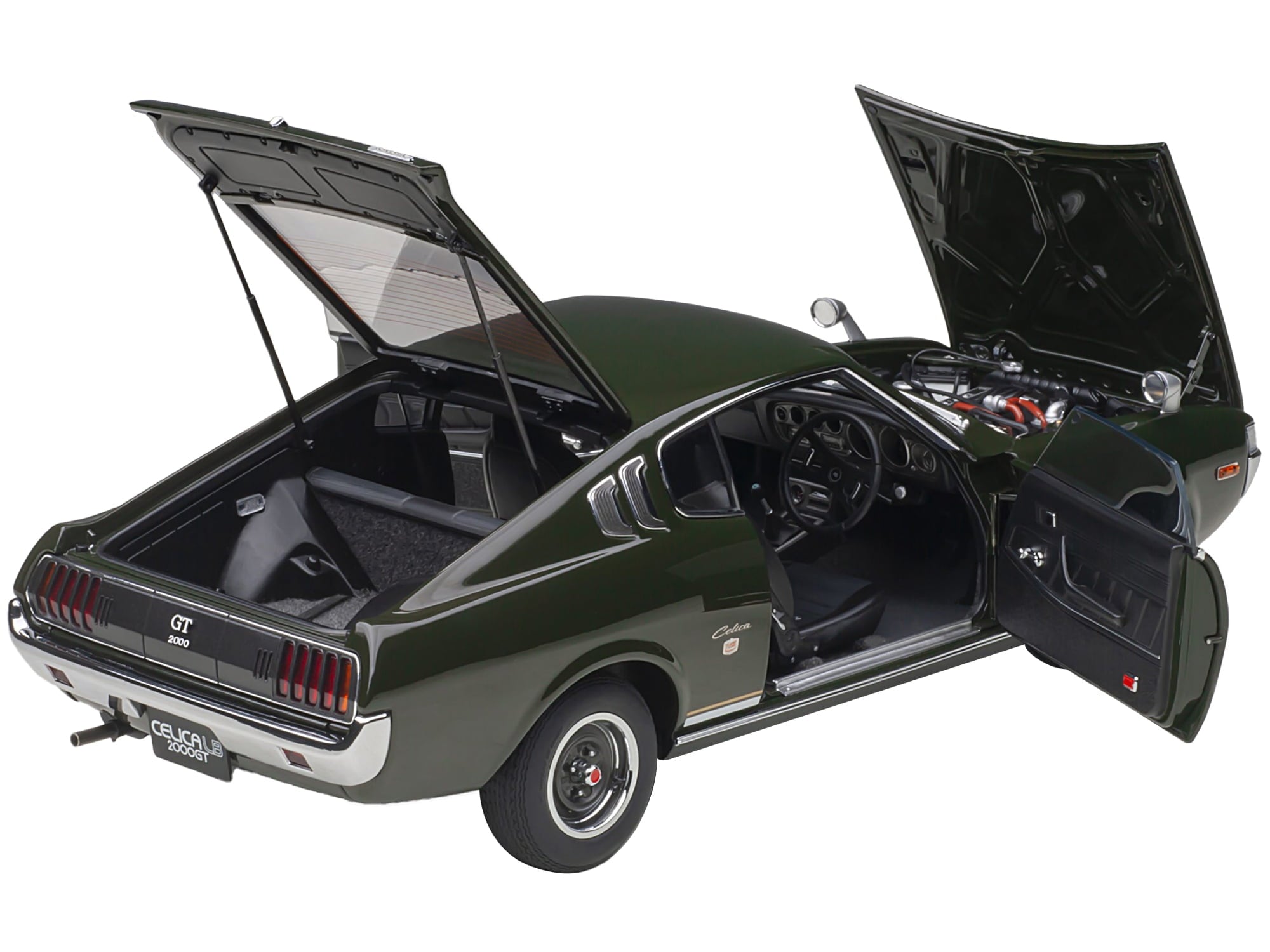 1973 Toyota Celica Liftback 2000GT (RA25) RHD (Right Hand Drive) Moss Green 1/18 Model Car by Autoart