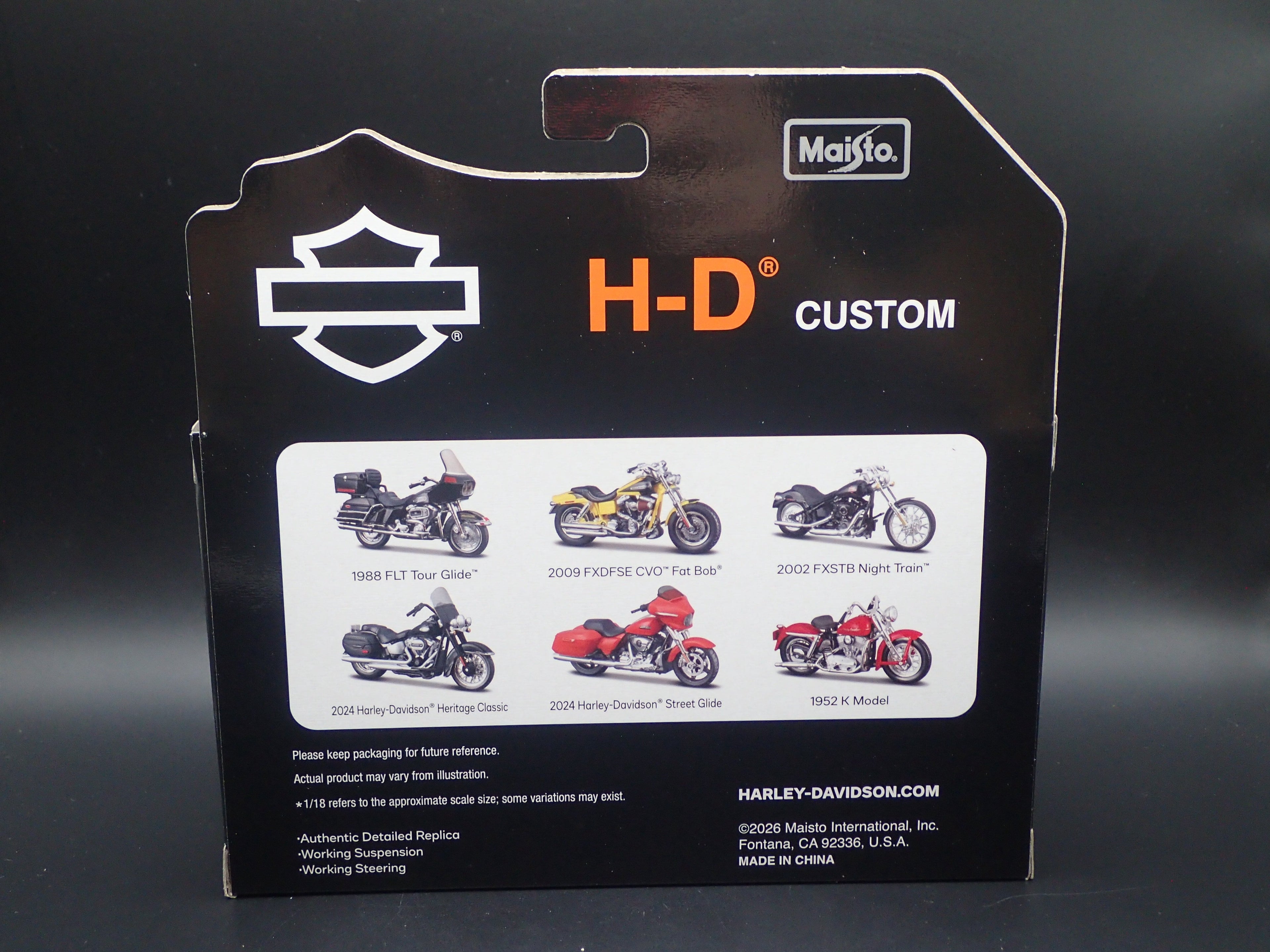2024 HARLEY DAVIDSON STREET GLIDE MOTORCYCLE MAISTO SERIES 45 1/18 DIECAST