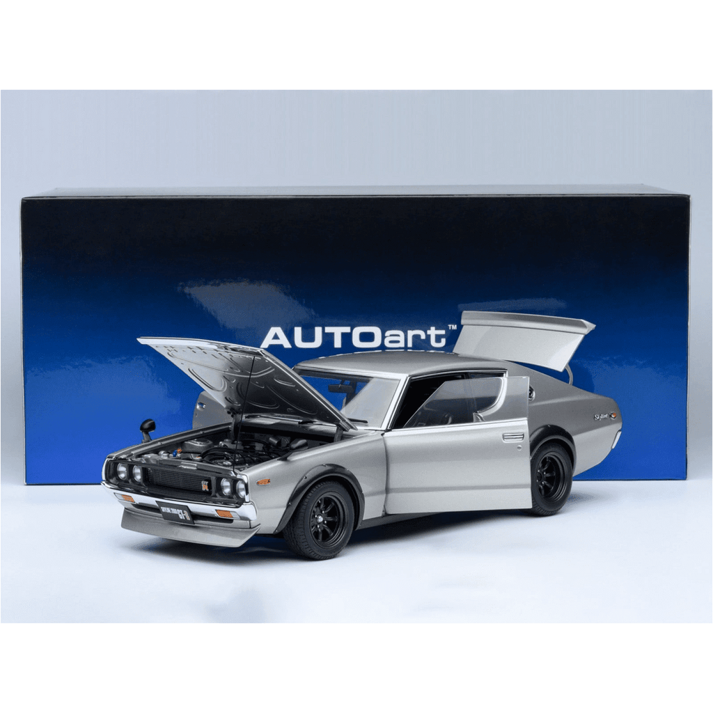 Nissan Skyline 2000GT-R (KPGC110) Tuned Version RHD (Right Hand Drive) Silver Metallic 1/18 Model Car by Autoart