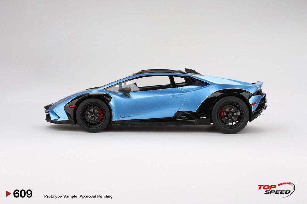 Lamborghini Huracan Sterrato Blu Aegir Blue Metallic with Matt Black Top 1/18 Model Car by Top Speed