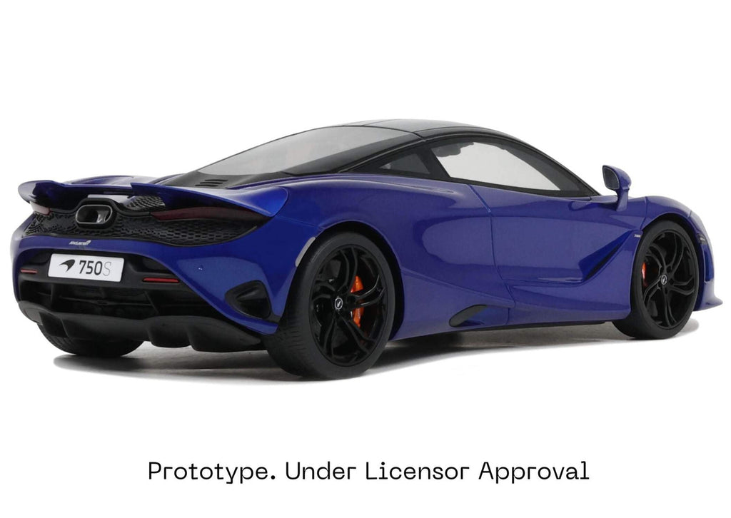 2023 McLaren 750S Coupe Blue Metallic with Black Top 1/18 Model Car by GT Spirit