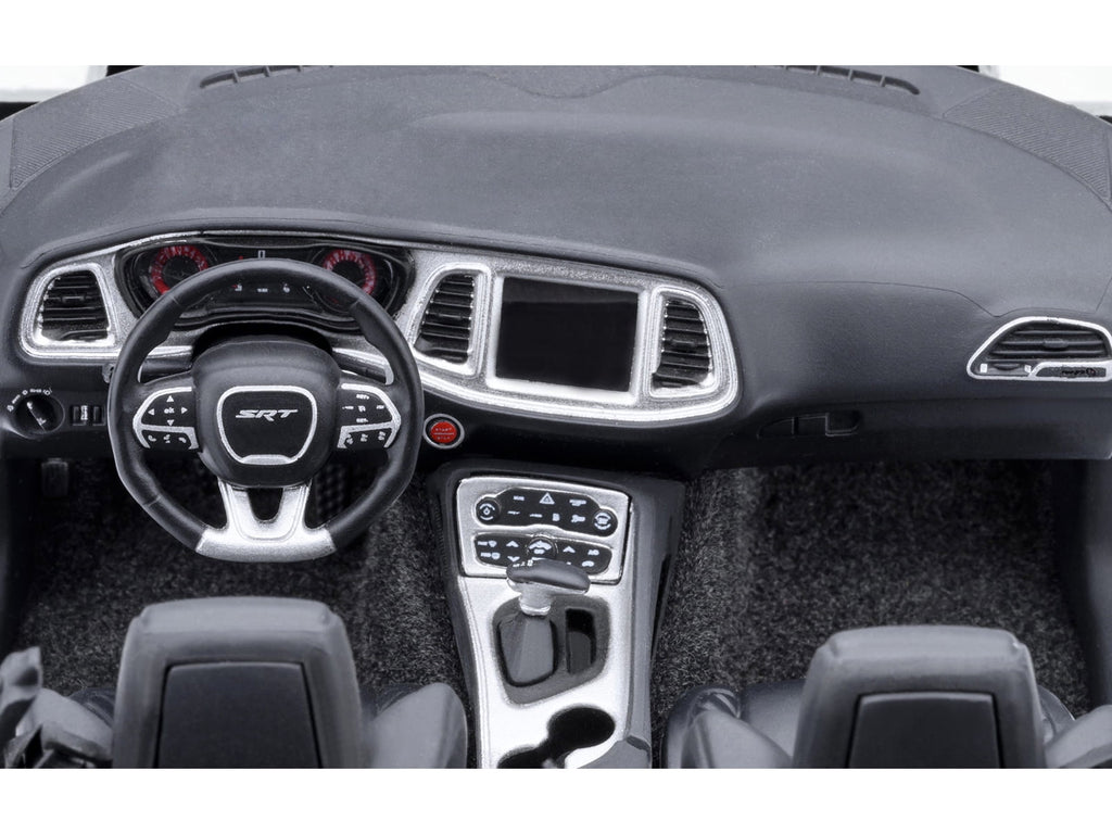 2023 Dodge Challenger SRT Super Stock Knuckle White with Carbon Stripes 1/18 Model Car by Autoart
