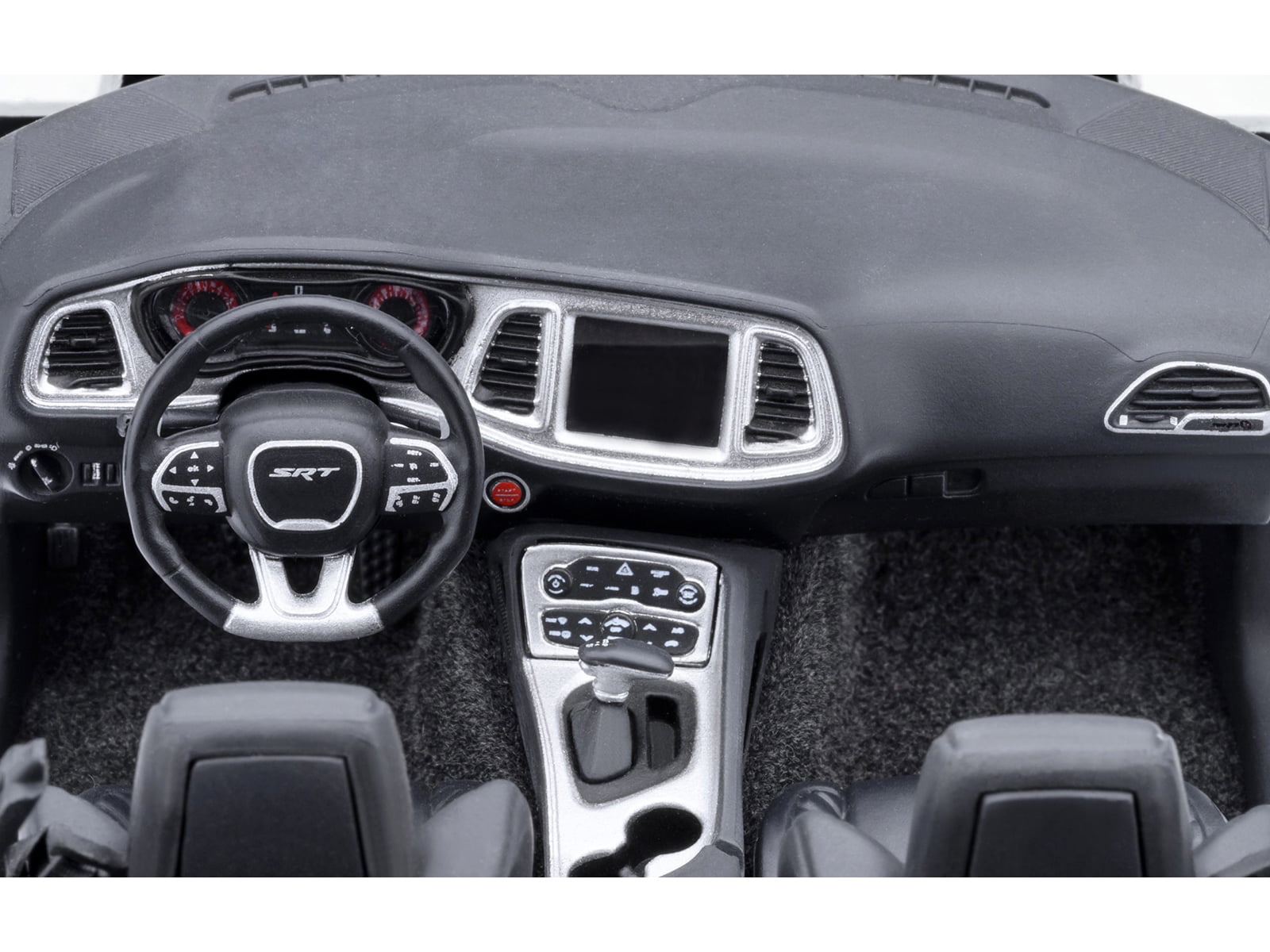 2023 Dodge Challenger SRT Super Stock Knuckle White with Carbon Stripes 1/18 Model Car by Autoart