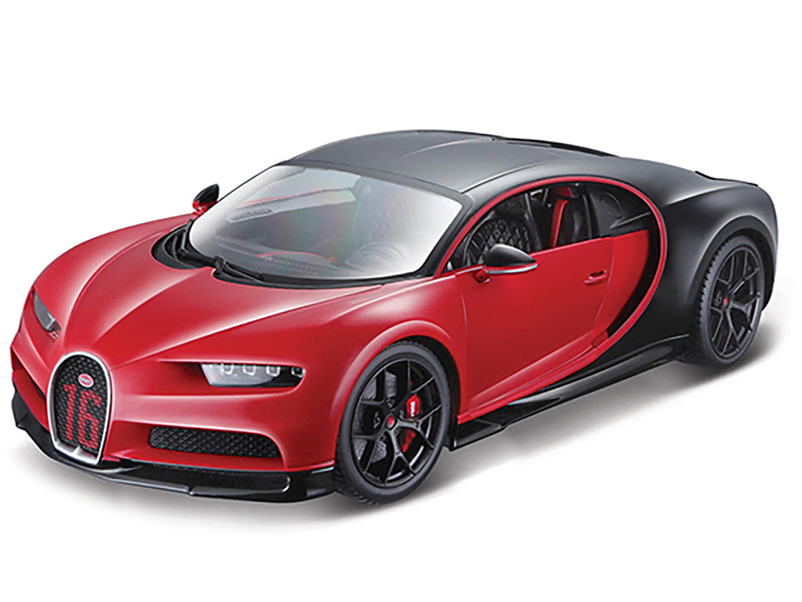 Bugatti Chiron Sport "16" Red and Black 1/18 Diecast Model Car by Bburago