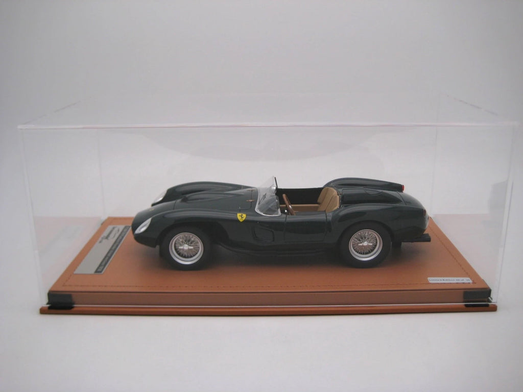1958 Ferrari 250 TR Pontoon-Fender "Street Version" Green "Mythos Series" with Display Case 1/18 Model Car by Tecnomodel.