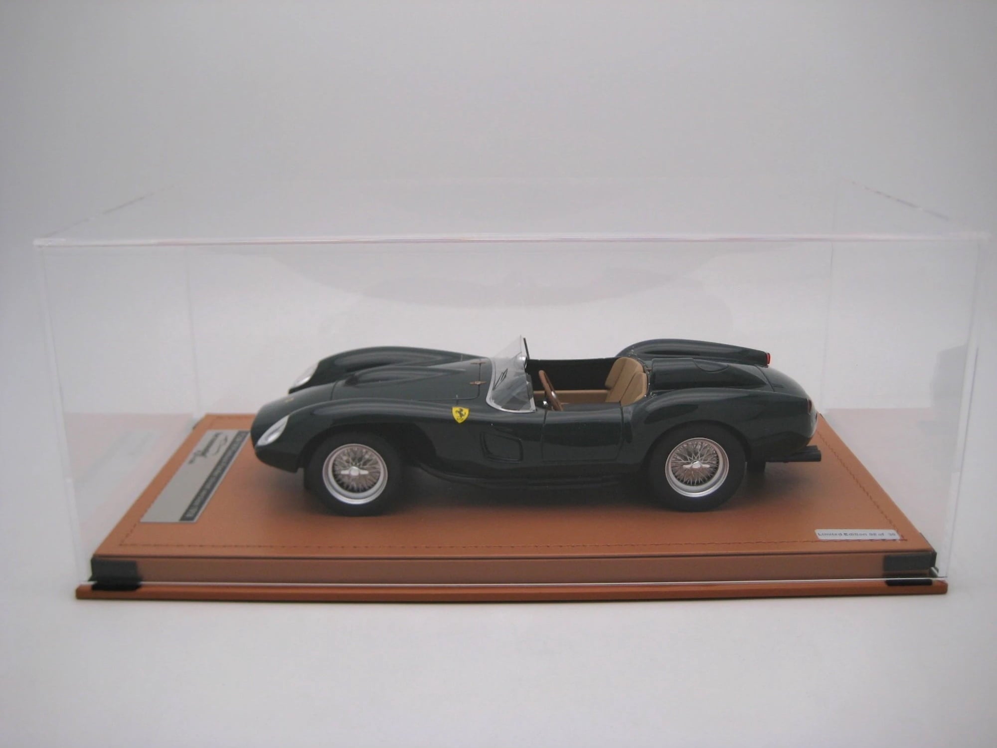 1958 Ferrari 250 TR Pontoon-Fender "Street Version" Green "Mythos Series" with Display Case 1/18 Model Car by Tecnomodel.