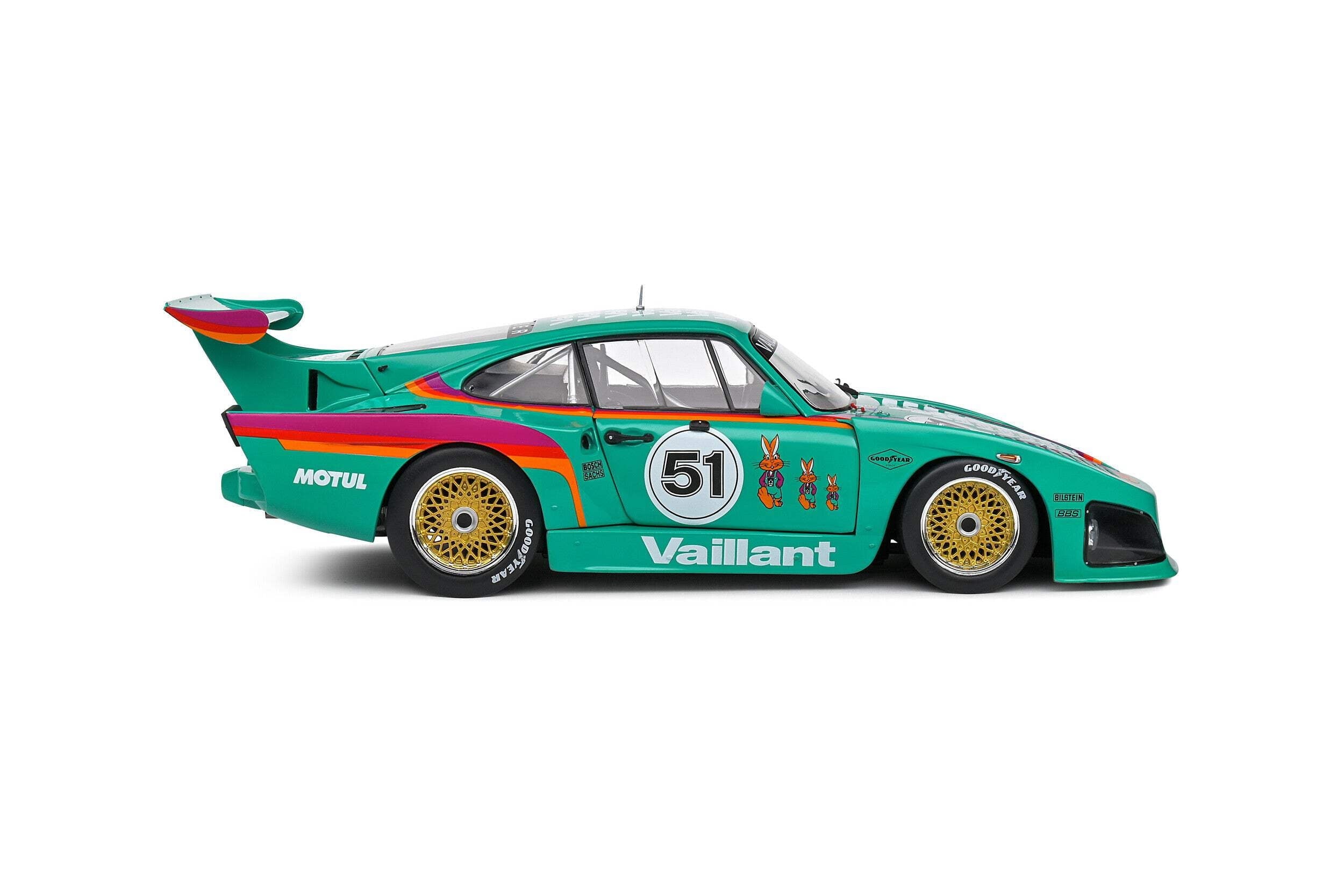 Porsche 935 K3 #51 "Kremer - Vaillant" Green with Stripes and Graphics "Competition" Series 1/18 Diecast Model Car by Solido