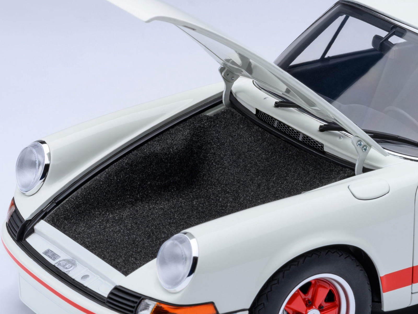 Porsche 911 Carrera 2.7 RS Grand Prix White with Red Stripes and Wheels 1/18 Model Car by Autoart