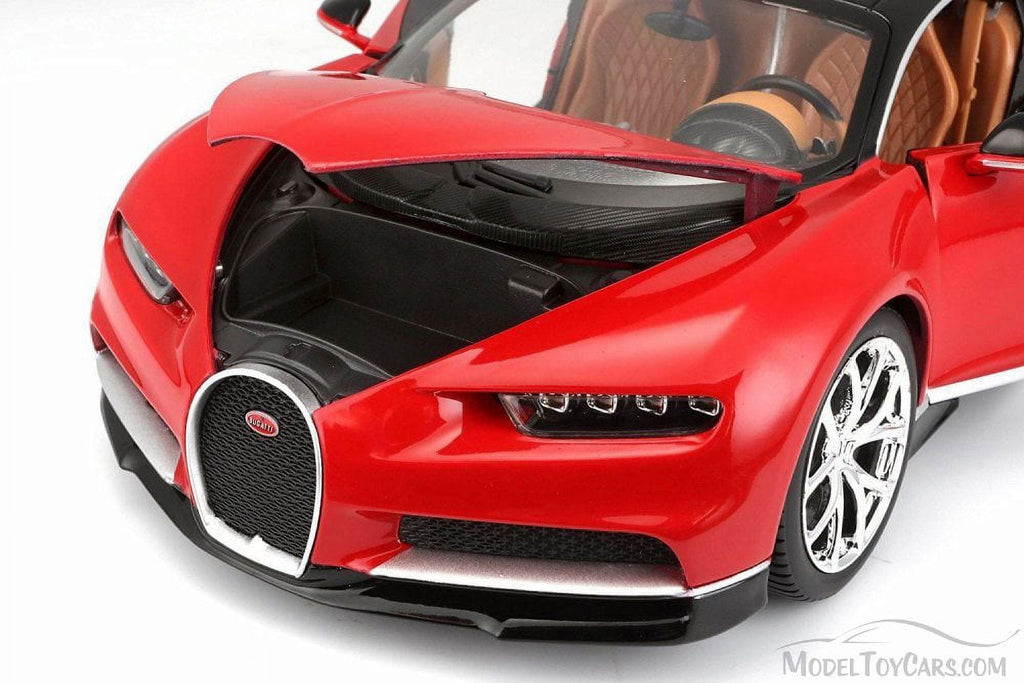 2016 Bugatti Chiron Red with Black 1/18 Diecast Model Car by Bburago