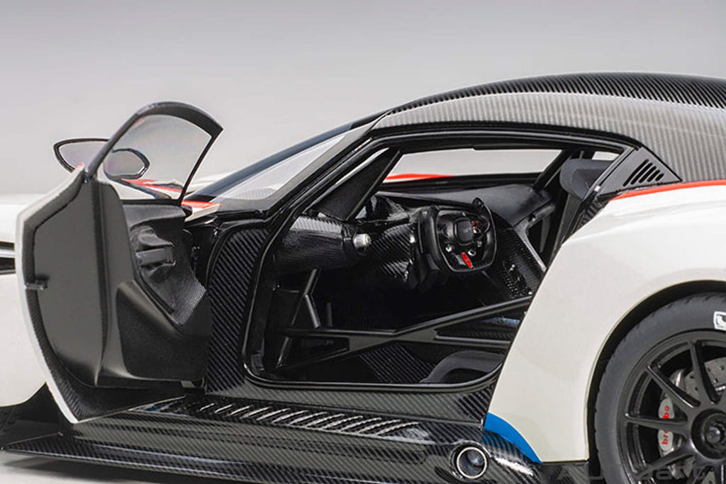 Aston Martin Vulcan Stratus White with Red and Blue Stripes 1/18 Model Car by Autoart