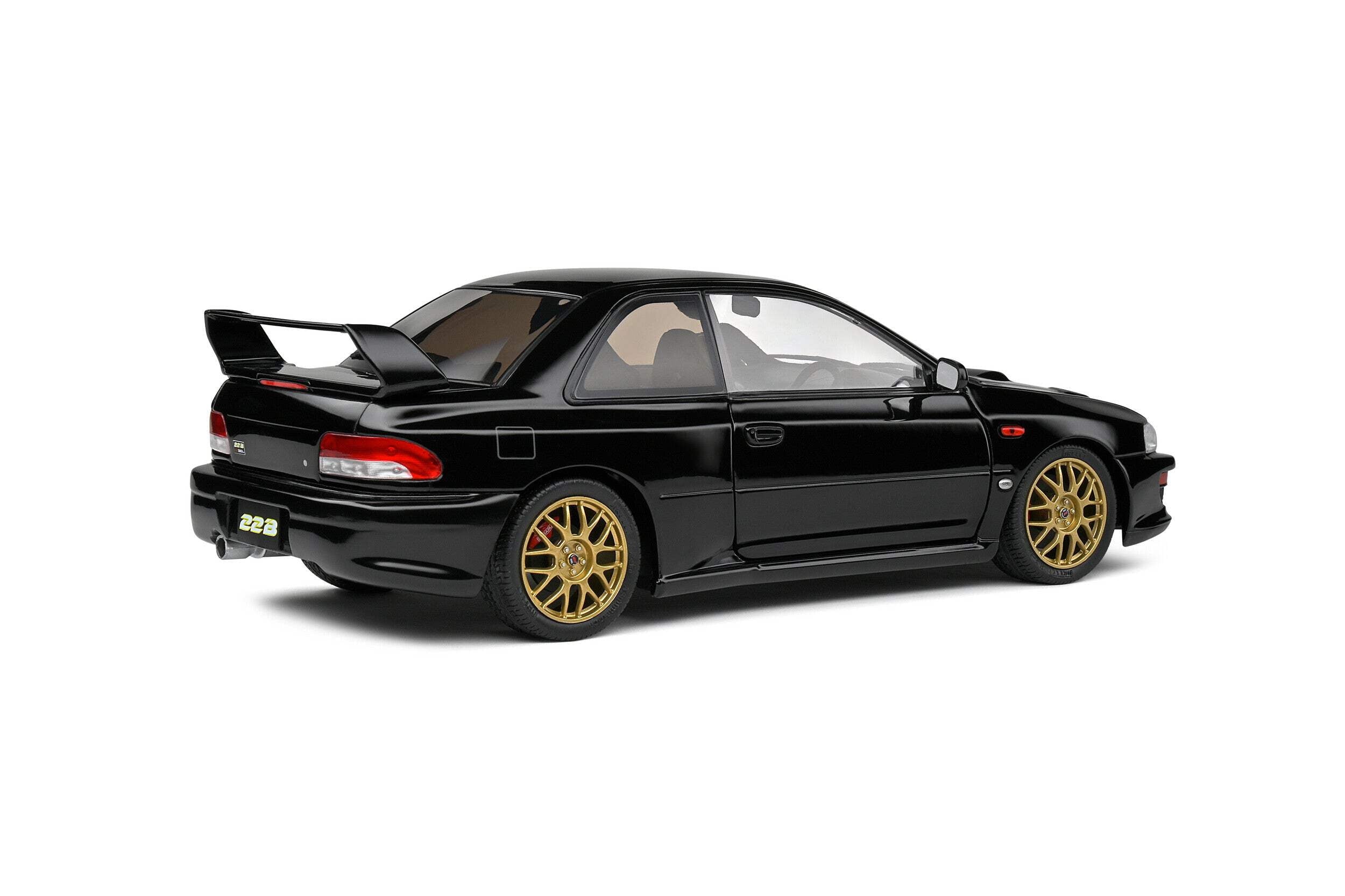 1998 Subaru Impreza 22B RHD (Right Hand Drive) Black with Gold Wheels 1/18 Diecast Model Car by Solido