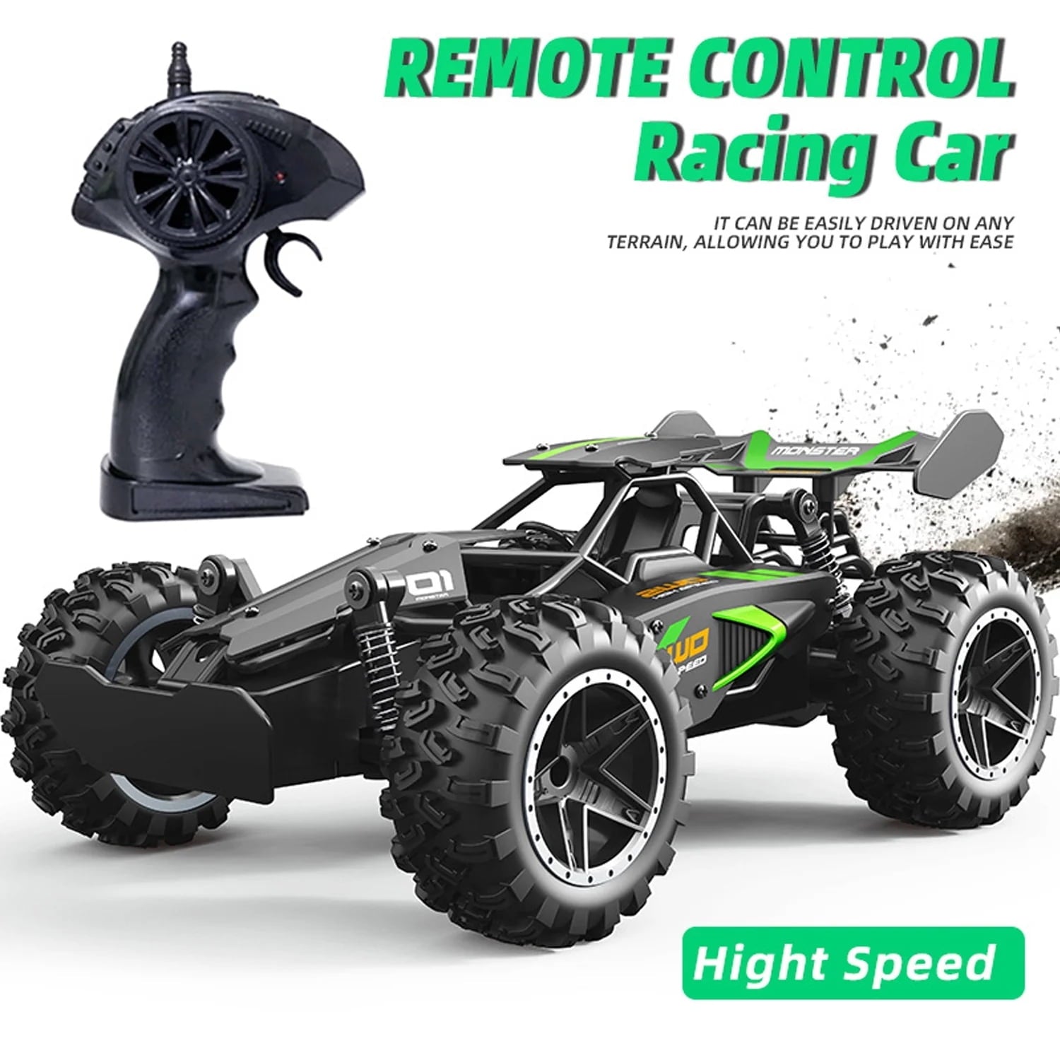 4WD Off-Road RC Car Funtogether Toys, 1:18 Scale High-Speed All-Terrain Remote Control Car for Kids Boys