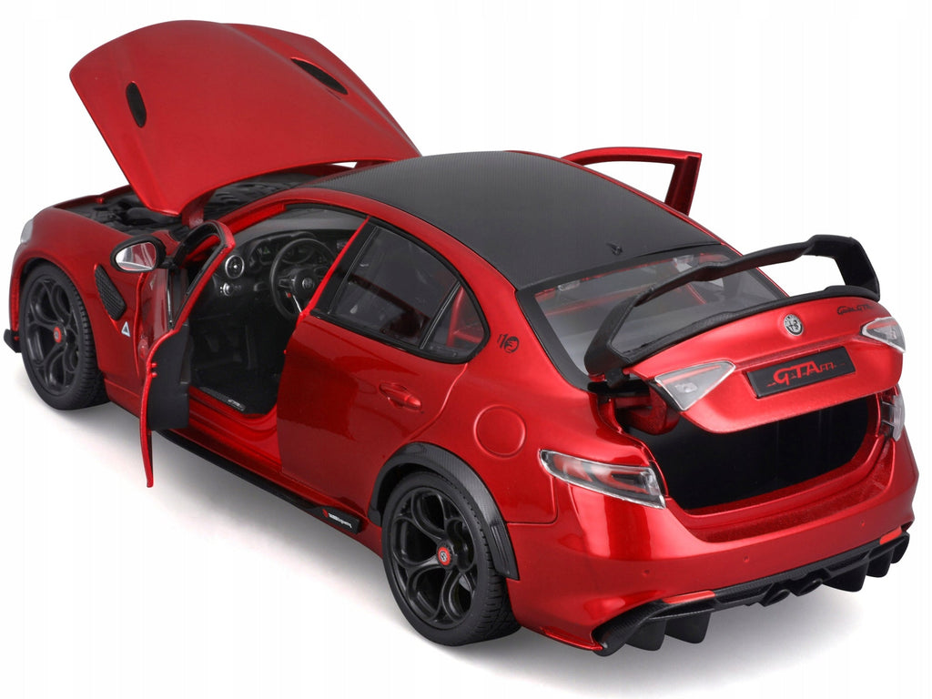 Alfa Romeo Giulia GTAm Red Metallic with Carbon Top 1/18 Die Cast Model Car by Bburago