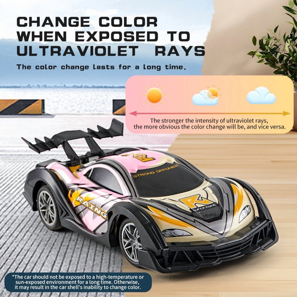 Funtogether Toys 5-Channel Color-Changing RC Car, 2.4G High-Speed Drifting Race Car with LED Lights, UV Photosensitive Remote Control Toy for Kids