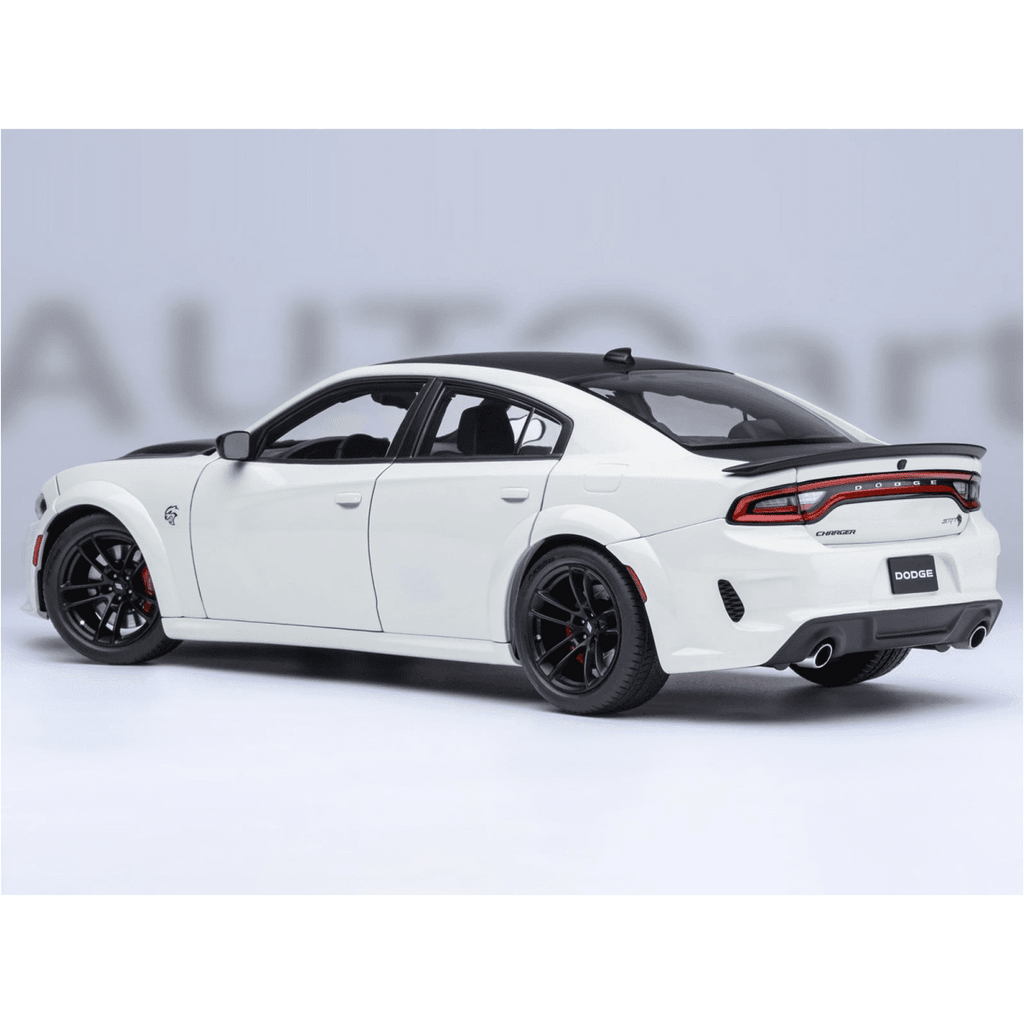 Dodge Charger SRT Hellcat Redeye Knuckle White with Matt Black Hood and Top 1/18 Car Model by Autoart