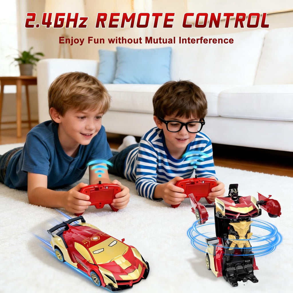 Spider Remote Controls Car, 1:18 Scale Transformer Robot Toy with 2.4GHz One-Button Deformation and 360° Rotation, RC Vehicle Gift for Boys Ages 3-12