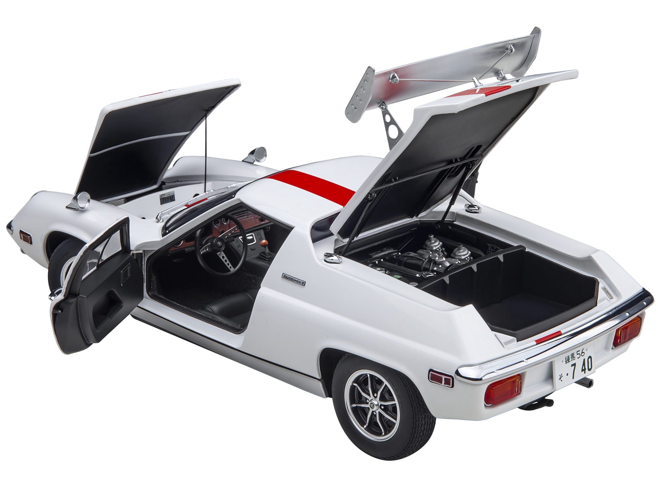 Lotus Europa Special White with Red Stripe and Graphics "The Circuit Wolf" 1/18 Model Car by Autoart