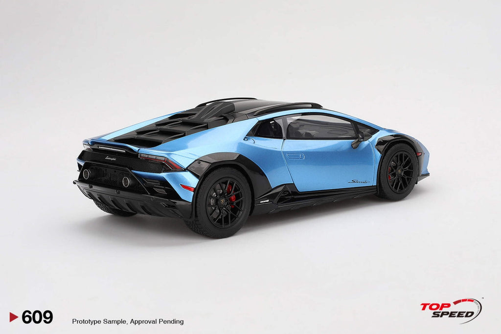 Lamborghini Huracan Sterrato Blu Aegir Blue Metallic with Matt Black Top 1/18 Model Car by Top Speed